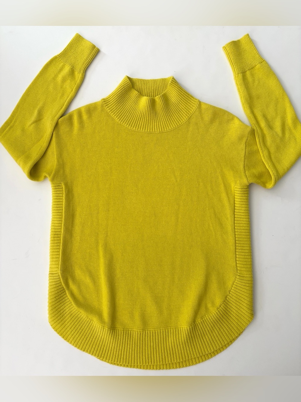 Zaket & Plover Sweater Funnel Neck Cashmere Cotton Blend Sweater Yellow XS - Picture 7 of 13